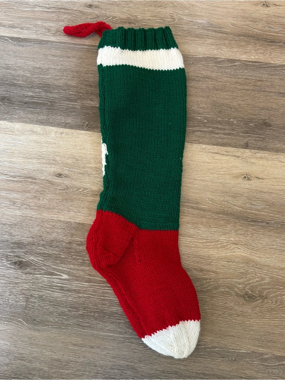Hand Knit Christmas Stocking Personalized with DAD EUC